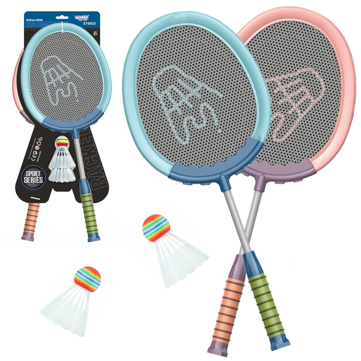 WOOPIE Badmintonas Komplektas: Raketės ir Plunksnys 2vnt., 52234 WOOPIE Badmintonas Komplektas: Raketės ir Plunksnys 2vnt., 52234