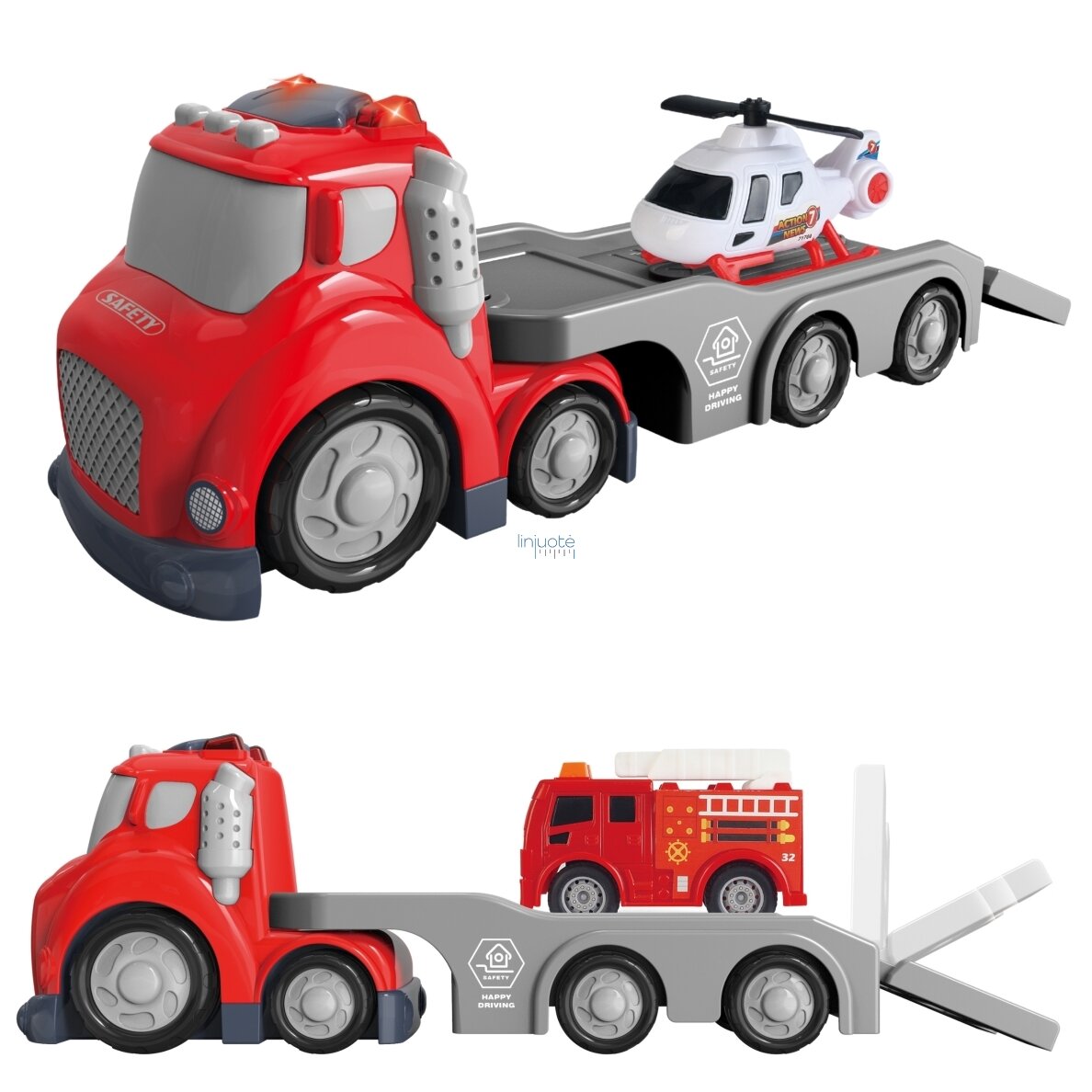 WOOPIE RAUDONA GAISRINĖS PRIEKABA CITY TRUCK GARSO IR ŠVIESOS EFEKTAI, 53156 1
