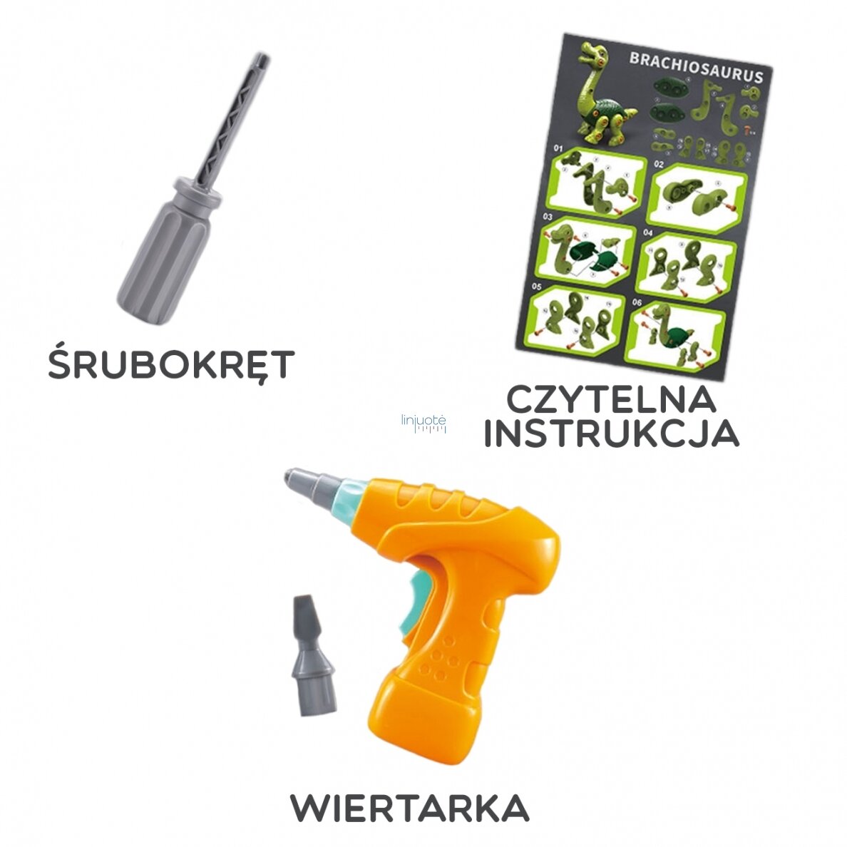 WOOPIE DINOZAURŲ SUKIMO KONSTRAVIMO RINKINYS + GRĘŽTUVAS, 31 EL., 40437 6 WOOPIE DINOZAURŲ SUKIMO KONSTRAVIMO RINKINYS + GRĘŽTUVAS, 31 EL., 40437 6