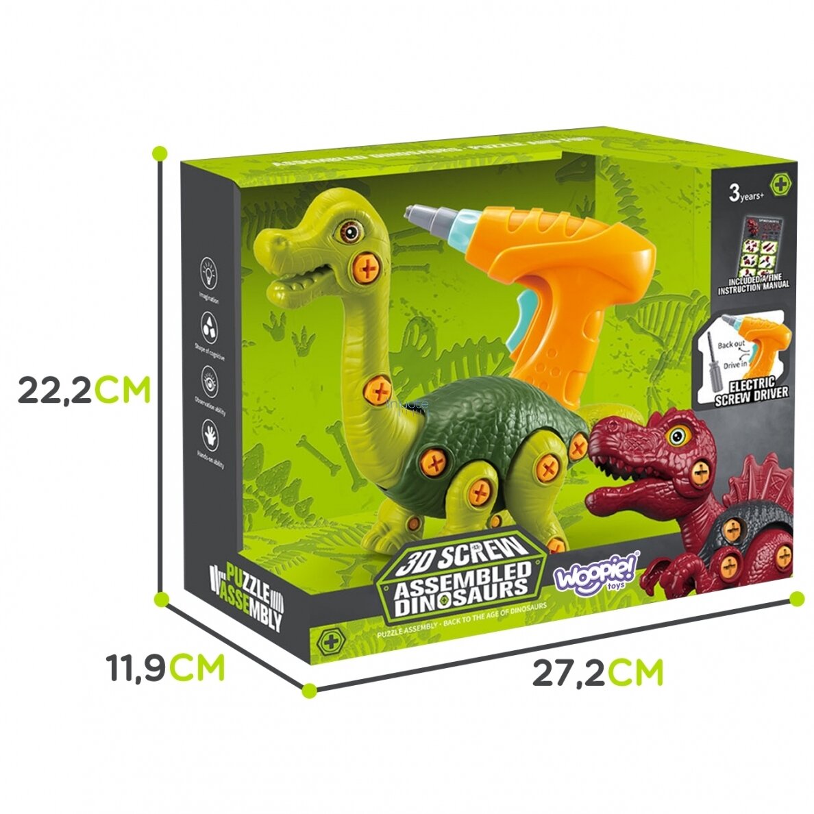 WOOPIE DINOZAURŲ SUKIMO KONSTRAVIMO RINKINYS + GRĘŽTUVAS, 31 EL., 40437 8 WOOPIE DINOZAURŲ SUKIMO KONSTRAVIMO RINKINYS + GRĘŽTUVAS, 31 EL., 40437 8