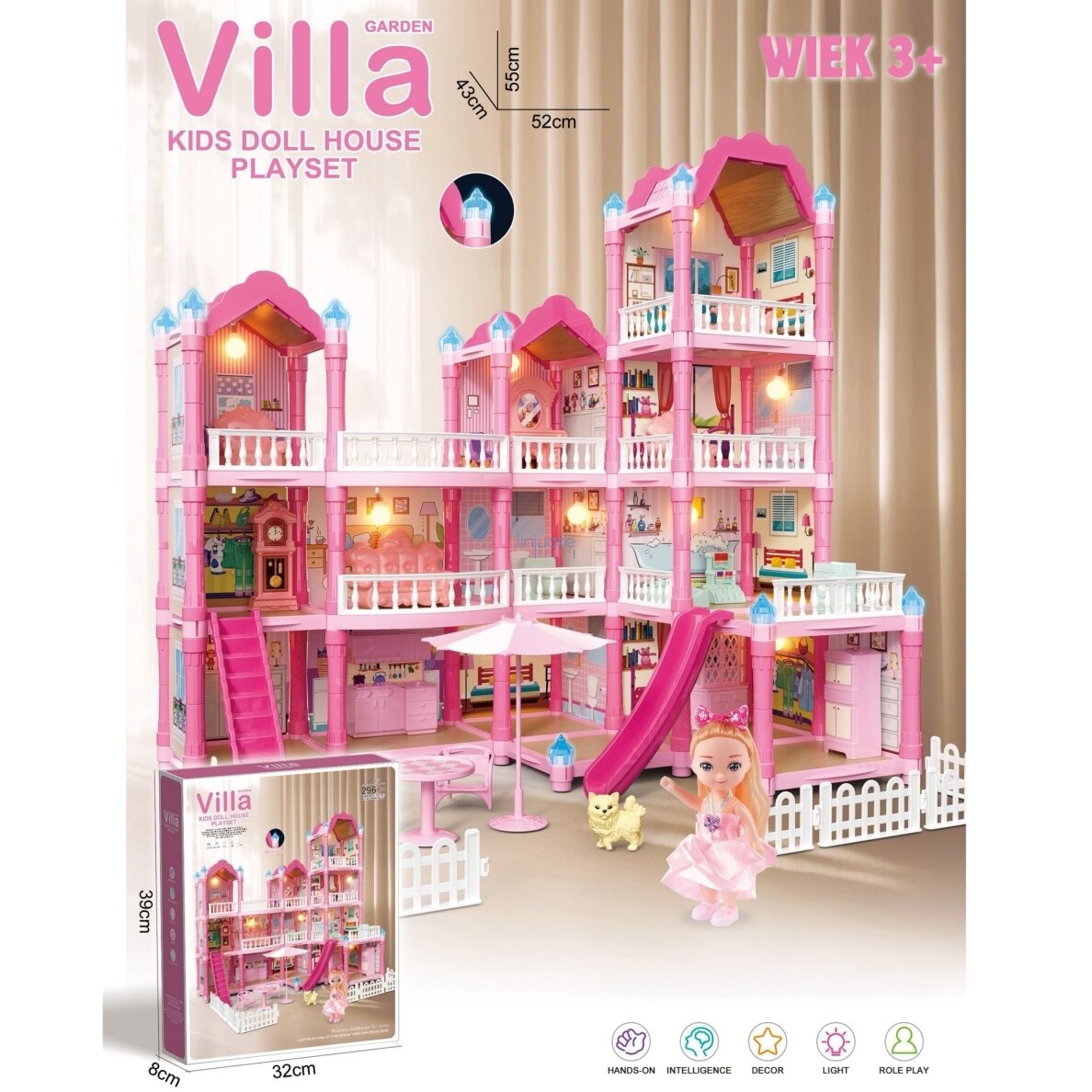 WOOPIE Namelis lėlėms Villa su priedais ir lėle 296 d., 56997 4