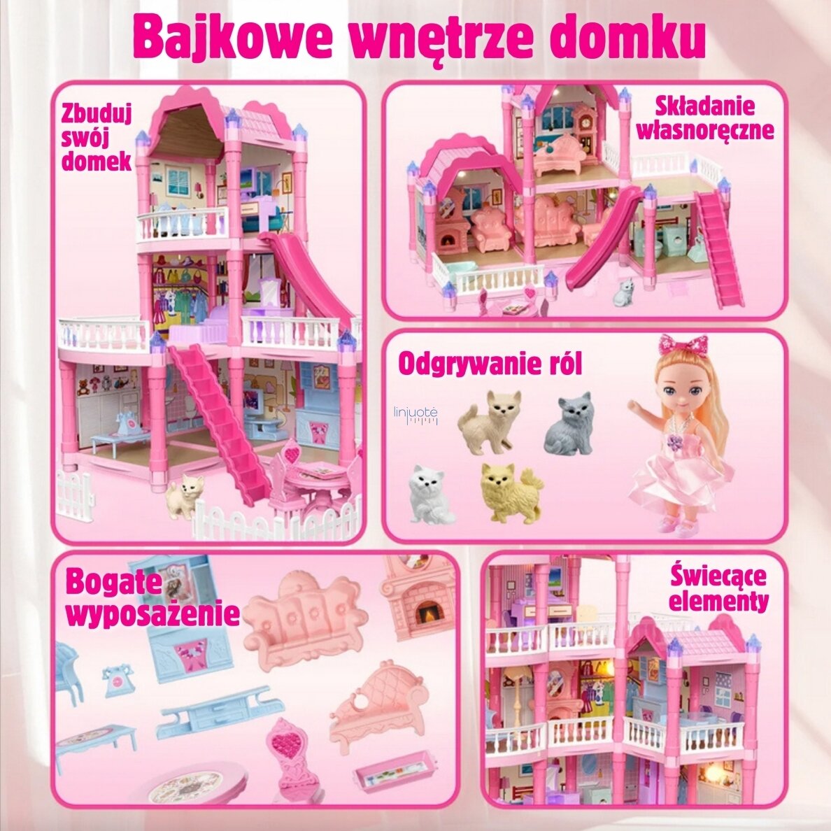 WOOPIE Namelis lėlėms Villa su priedais ir lėle 296 d., 56997 2