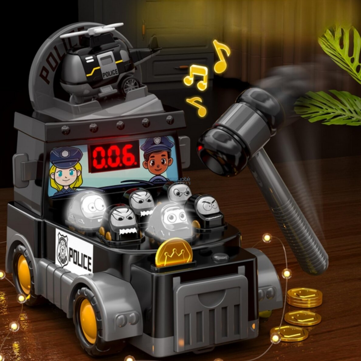 WOOPIE Vikrumo Žaidimas „Smūgiuok Plaktuku – Kalamas Policijos Automobilis su Priedais“ 55143 4 WOOPIE Vikrumo Žaidimas „Smūgiuok Plaktuku – Kalamas Policijos Automobilis su Priedais“ 55143 4