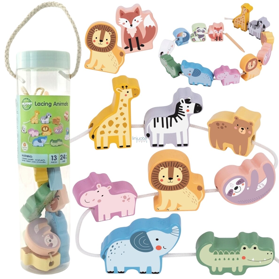 WOOPIE GREEN MEDINĖ KAROLIUKŲ VERIMO KALADĖLĖS MONTESSORI ZOO 13EL., 52678 WOOPIE GREEN MEDINĖ KAROLIUKŲ VERIMO KALADĖLĖS MONTESSORI ZOO 13EL., 52678