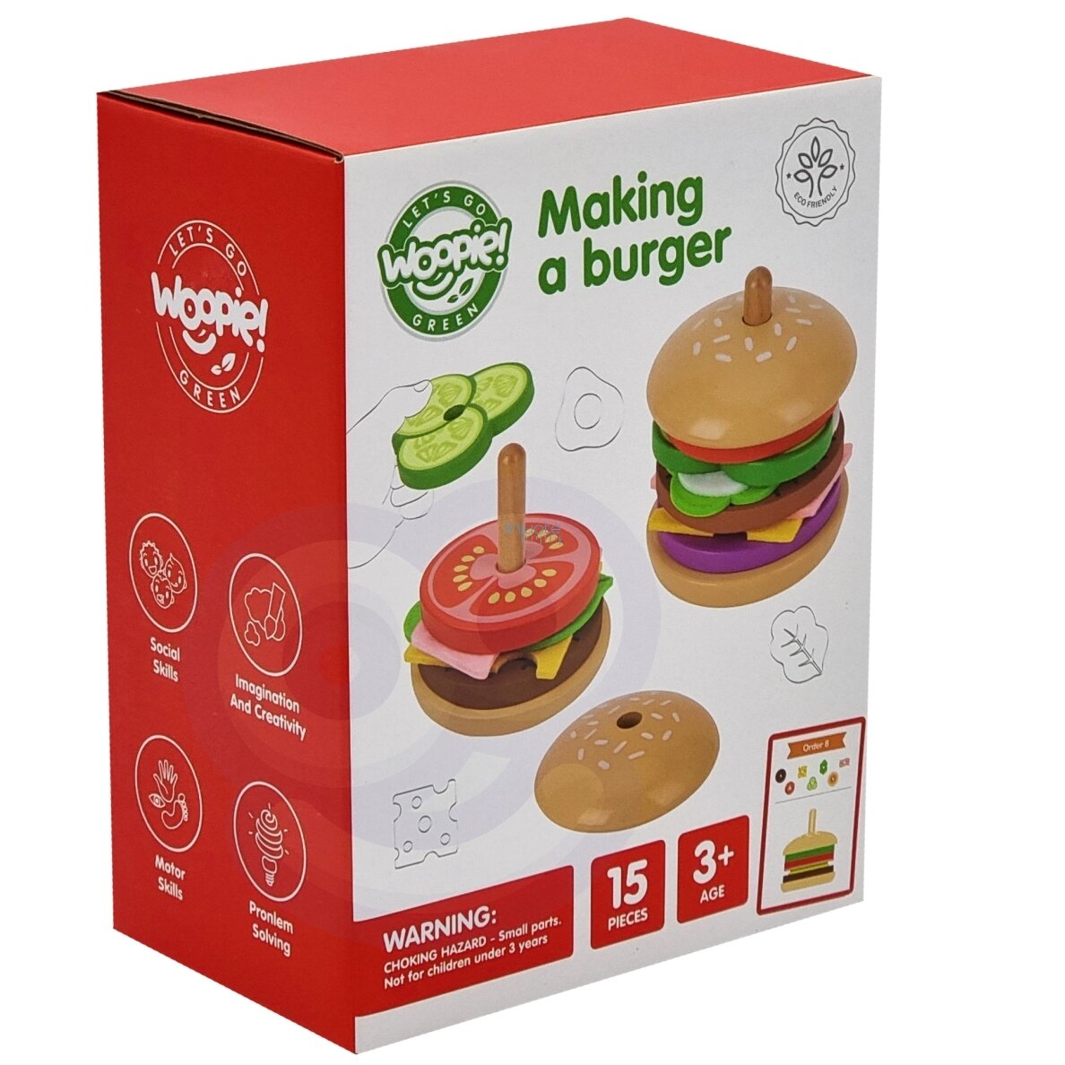 WOOPIE GREEN Medinis Burger Restoranas Dėlionė Vaikams 15 d. FSC sertifikatas 13