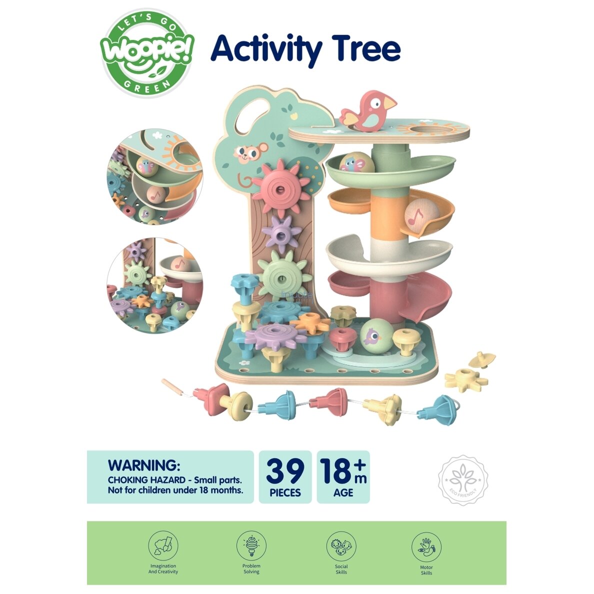 WOOPIE GREEN Veiklos Medis Kulodromas Montessori 4in1 2 WOOPIE GREEN Veiklos Medis Kulodromas Montessori 4in1 2