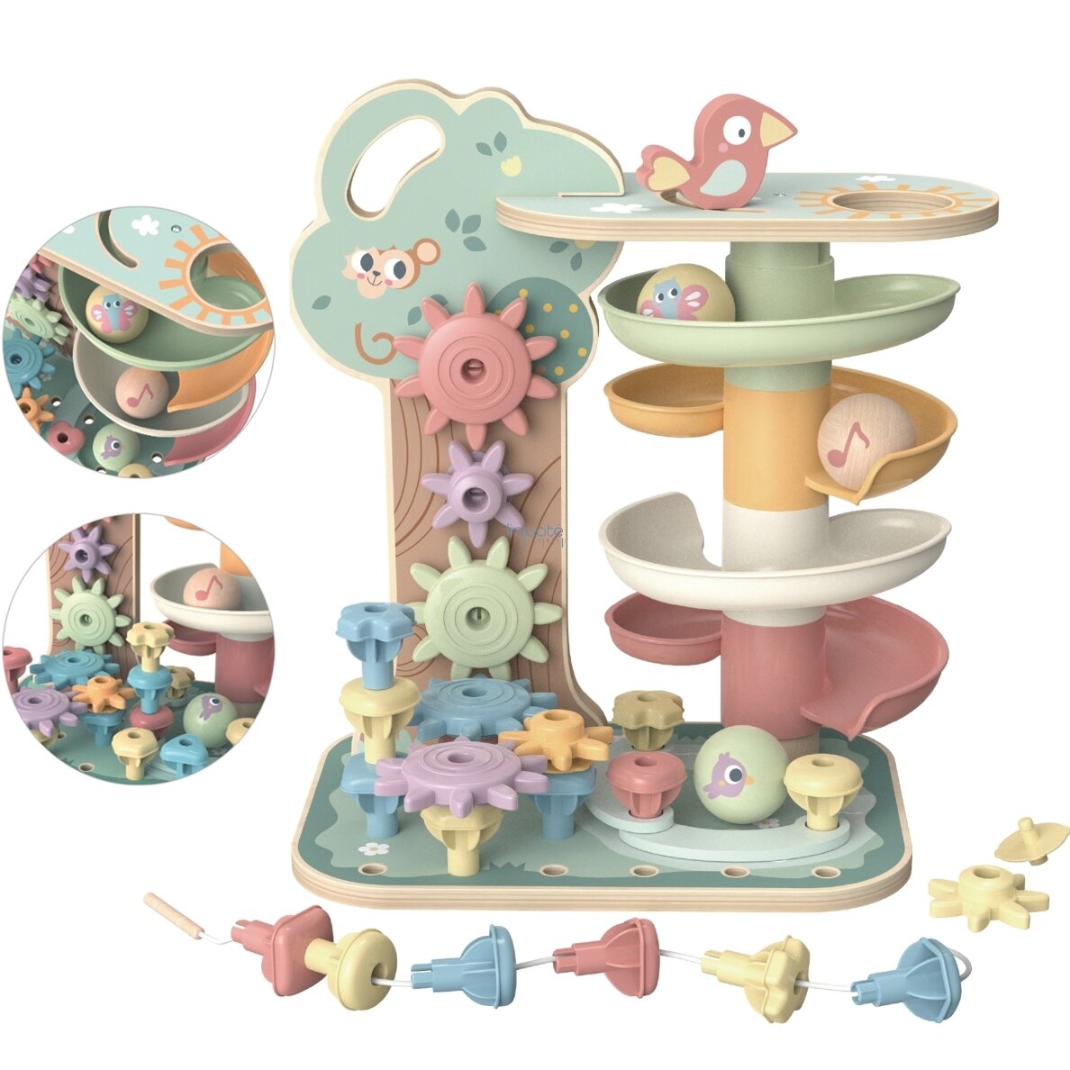 WOOPIE GREEN Veiklos Medis Kulodromas Montessori 4in1