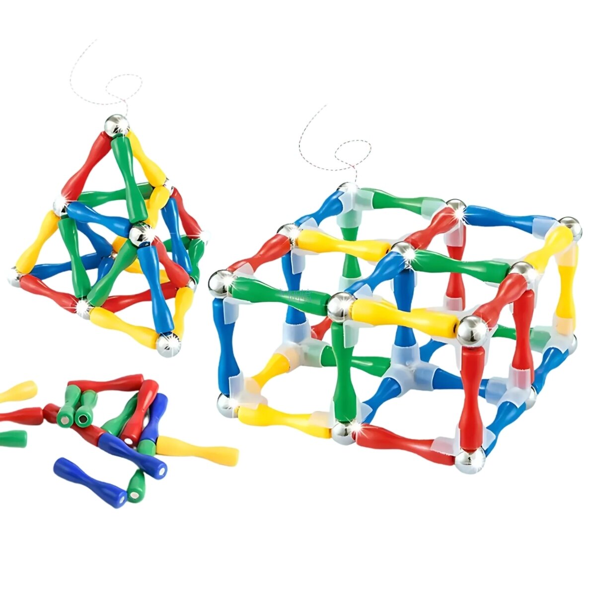 WOOPIE MAGNETINIAI KONSTRUKCINIAI 3D KALADĖLIAI 128 EL., XXL, 55907 1