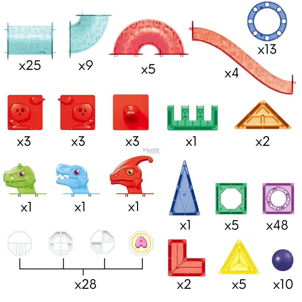 WOOPIE MAGNETINIAI 3D KONSTRUKTORIAUS BLOKAI, EDUKACINIS RINKINYS „KAMUOLIUKŲ TRASA“, 170 EL., 54863 2