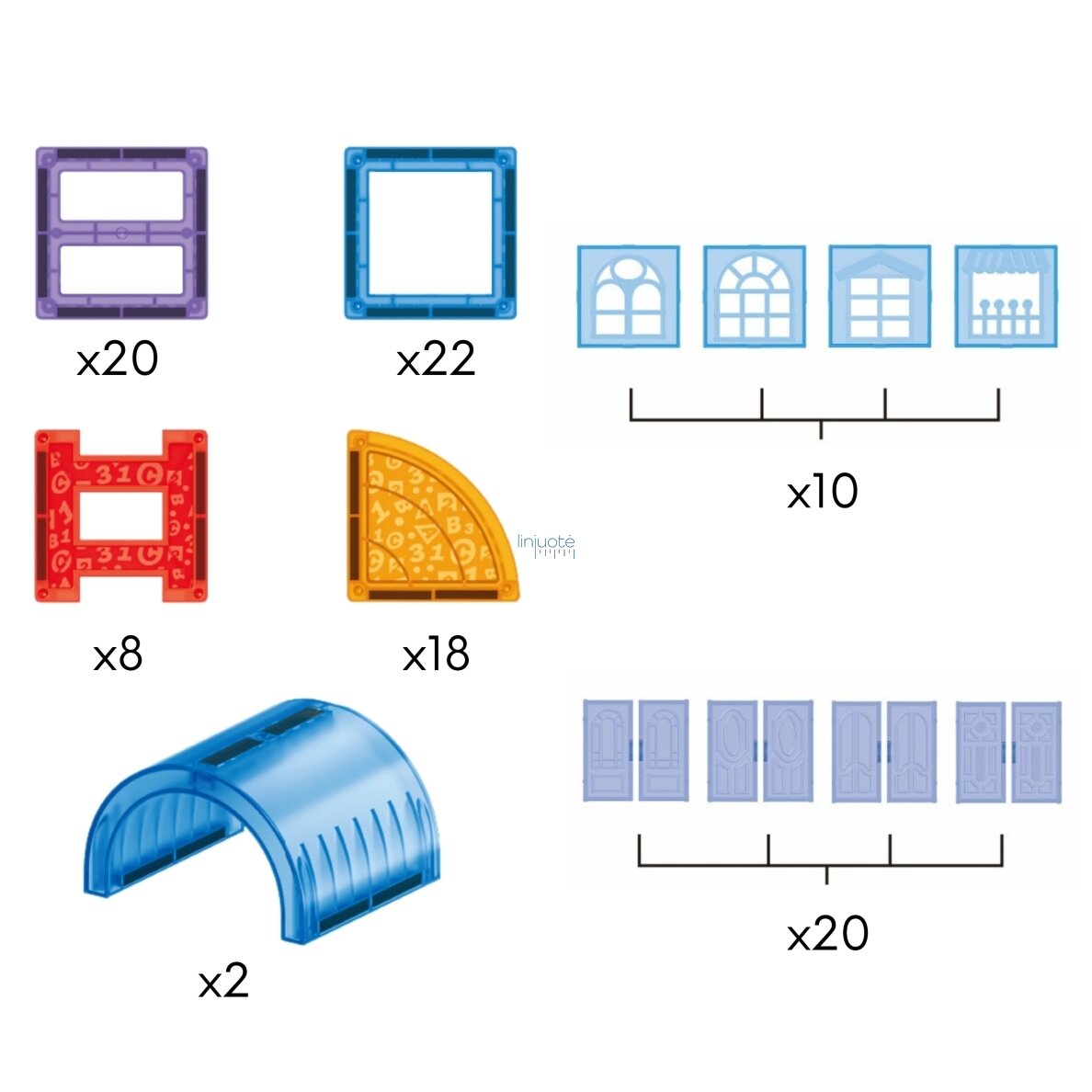 WOOPIE MAGNETINIAI STATYBINIAI 3D BLOKAI, EDUKACINIS RINKINYS „PILIS“, 100 EL., 54856 2