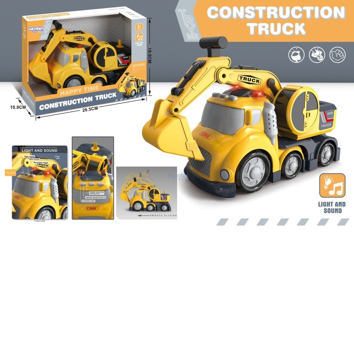 WOOPIE EKSKAVATORIUS CITY TRUCK SU GARSO IR ŠVIESOS EFEKTAIS, 53132 5