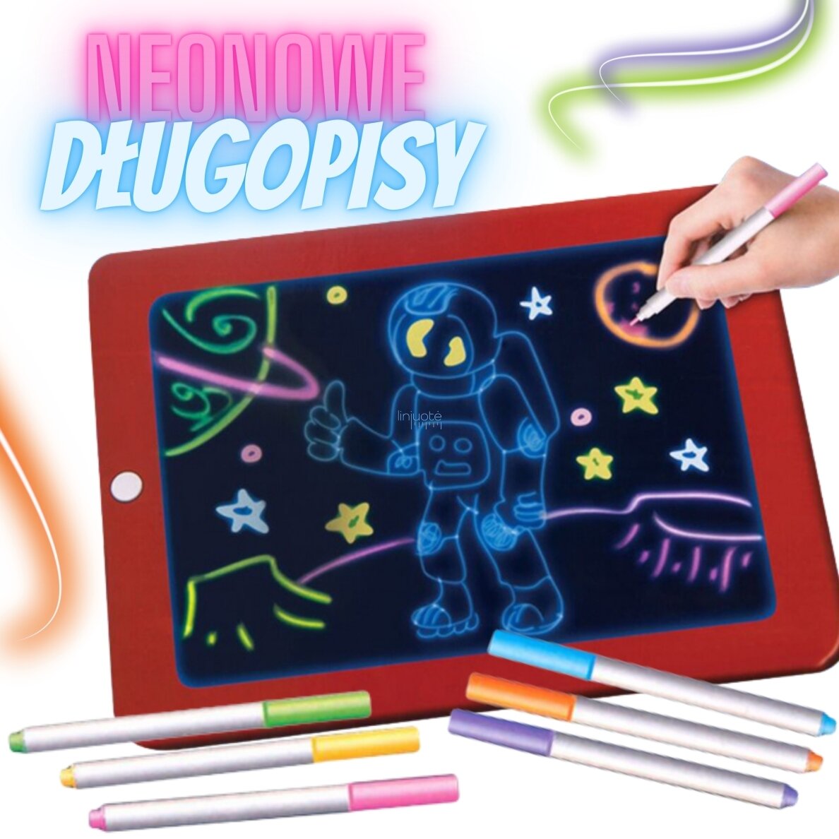 WOOPIE Magiškas Piešimo Planšetinis Kompiuteris su Neoninėmis Spalvomis 56195 2
