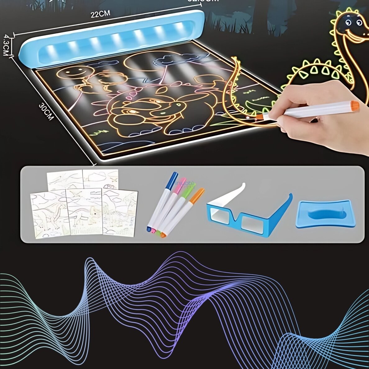 WOOPIE MAGNETINĖ LENTELĖ SU 3D LED APŠVIETIMU PIEŠIMUI, 53354 3