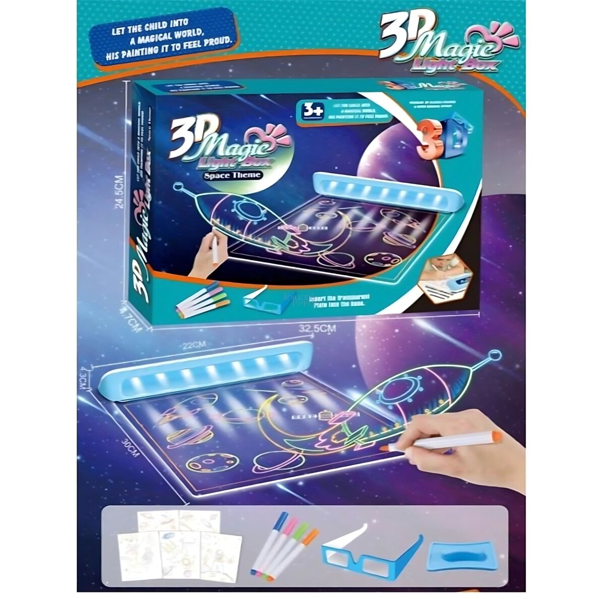 WOOPIE MAGNETINĖ LENTELĖ SU 3D LED APŠVIETIMU PIEŠIMUI, 53354 6