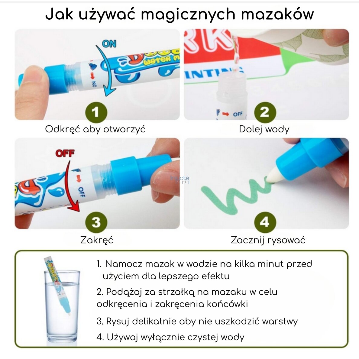 WOOPIE Vandens piešimo kilimėlis 2in1 XXL- Gyvūnai, 56089 4