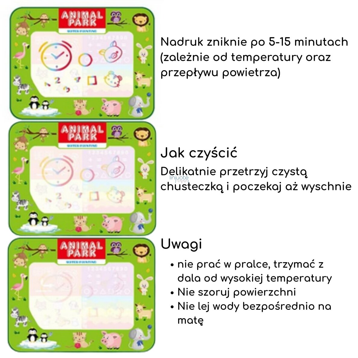 WOOPIE Vandens piešimo kilimėlis 2in1 XXL- Gyvūnai, 56089 5