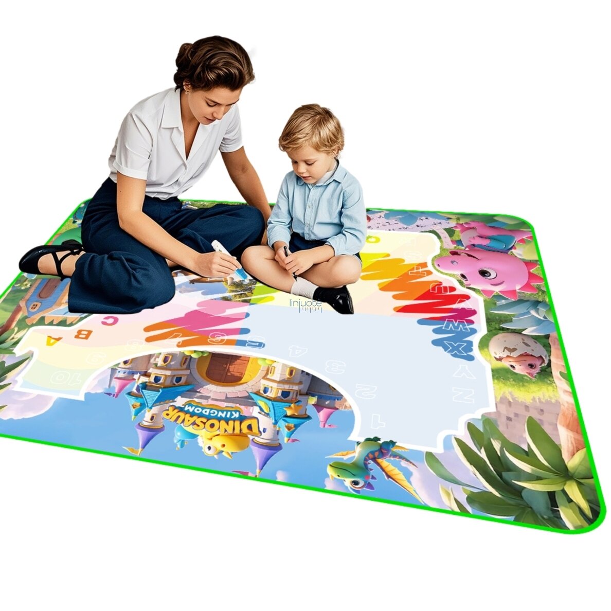 Vandens piešimo kilimėlis vaikams su dinozaurais + Priedai, 60x80 cm, 56065 1