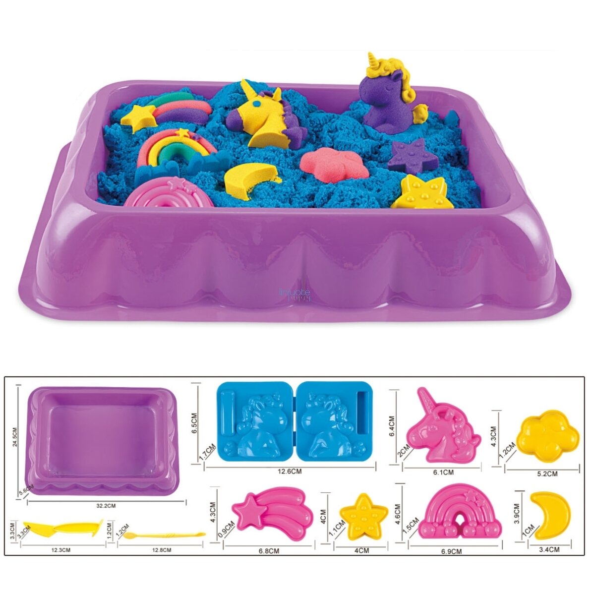 WOOPIE KINETINIS SMĖLIS 0,6 KG RINKINYS VIENARAGIS STALAS SU FORMELĖMIS, 54788 1
