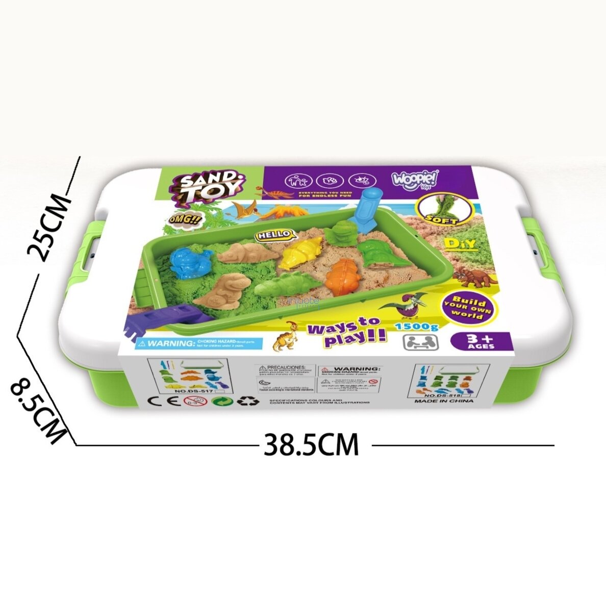 WOOPIE KINETINIS SMĖLIS 1,5 KG XXL ZOO SAFARI STALAS SU FORMELĖMIS, 54825 3