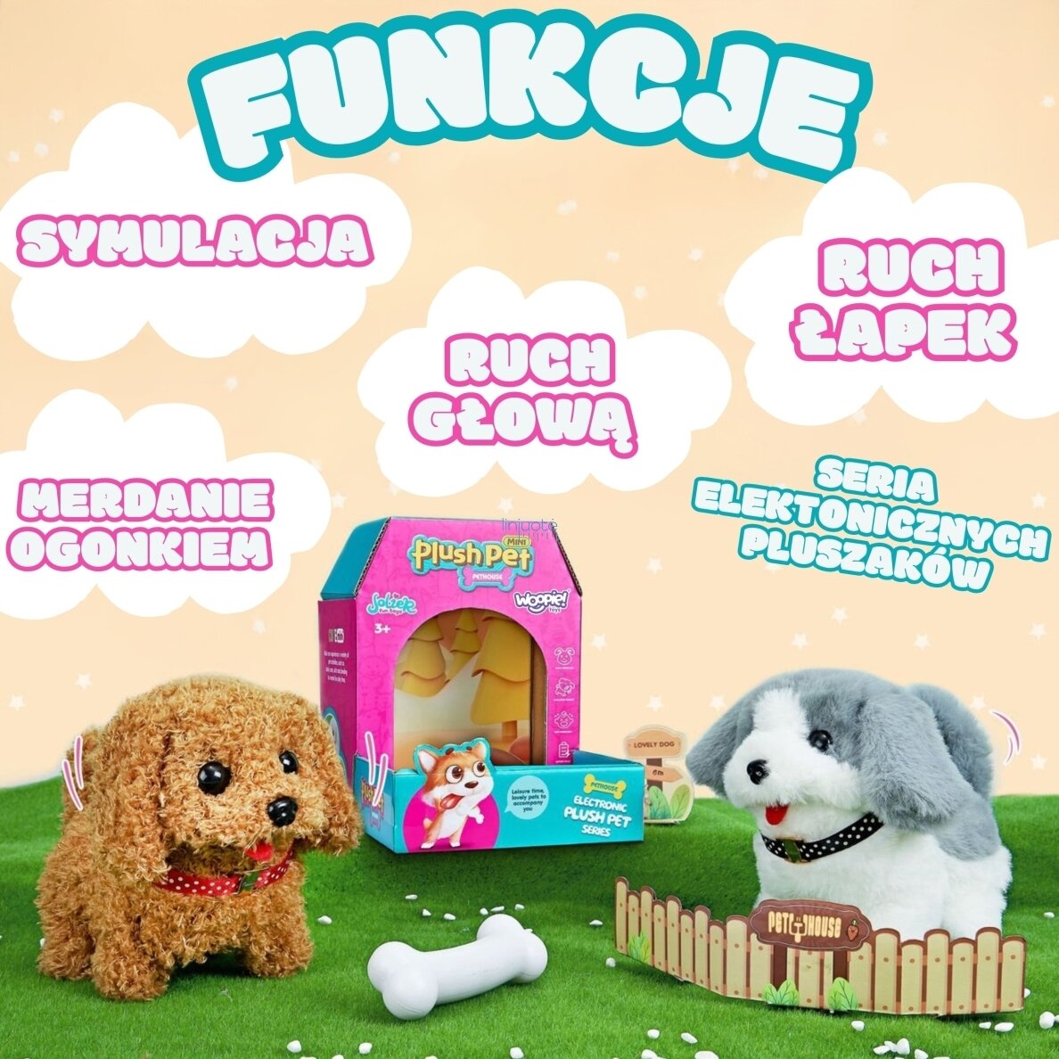 WOOPIE ŠUNIUKAS - INTERAKTYVUS MINKŠTAS ŽAISLAS SU KAULU, 55266 1 WOOPIE ŠUNIUKAS - INTERAKTYVUS MINKŠTAS ŽAISLAS SU KAULU, 55266 1