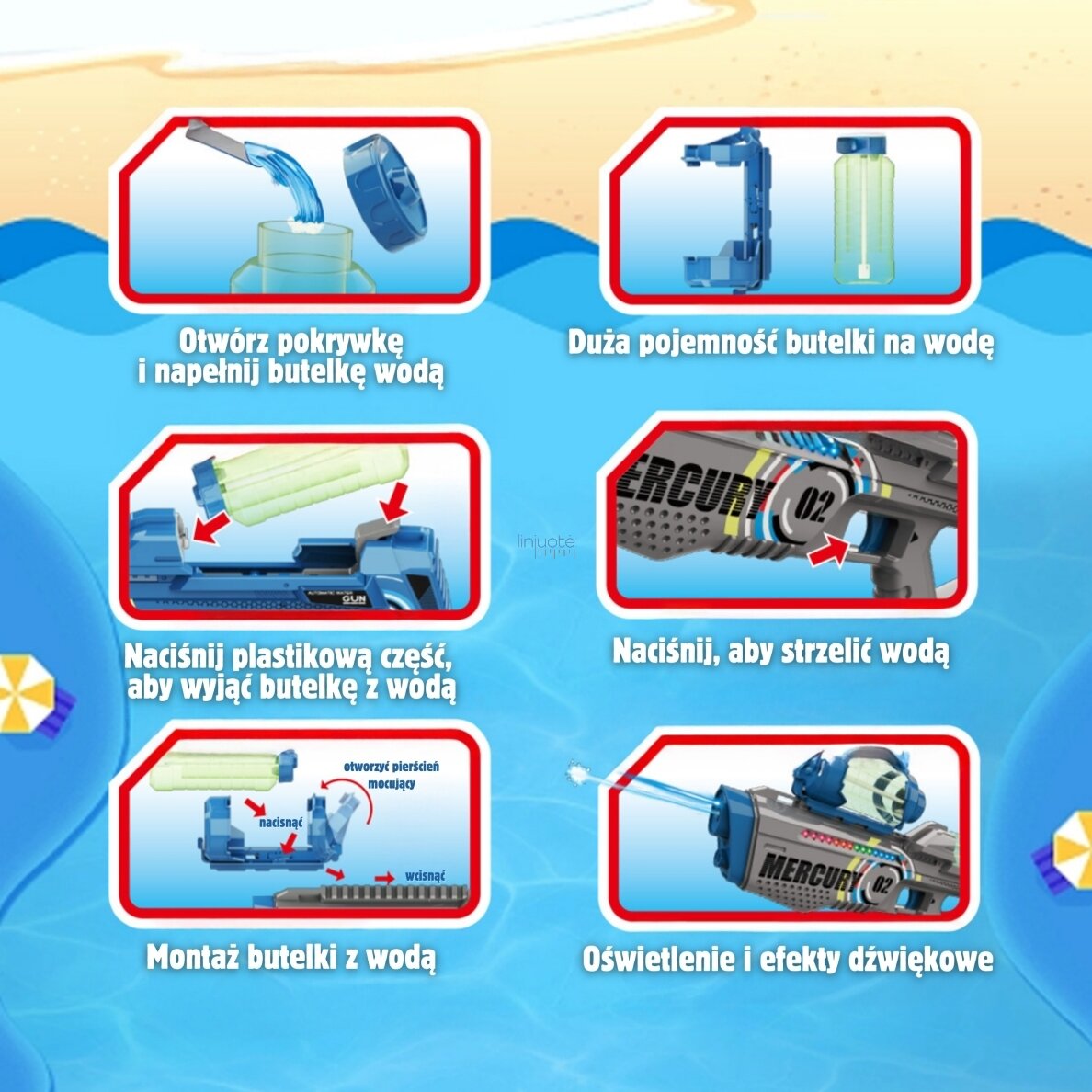 Woopie Elektrinis Automatinis Vandens Pistoletas Merkurijus 563480 2 Woopie Elektrinis Automatinis Vandens Pistoletas Merkurijus 563480 2