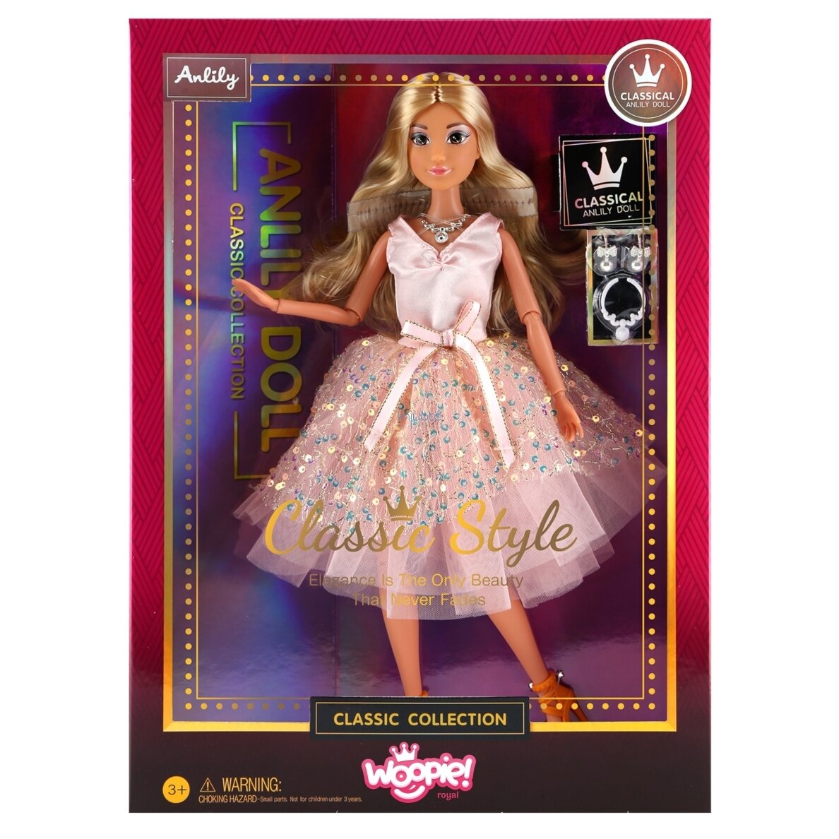 WOOPIE ROYAL Lėlė Lily 30 cm Ilgi Blondiniai Plaukai Rožinė Suknelė Papuošalai, 57796 1 WOOPIE ROYAL Lėlė Lily 30 cm Ilgi Blondiniai Plaukai Rožinė Suknelė Papuošalai, 57796 1