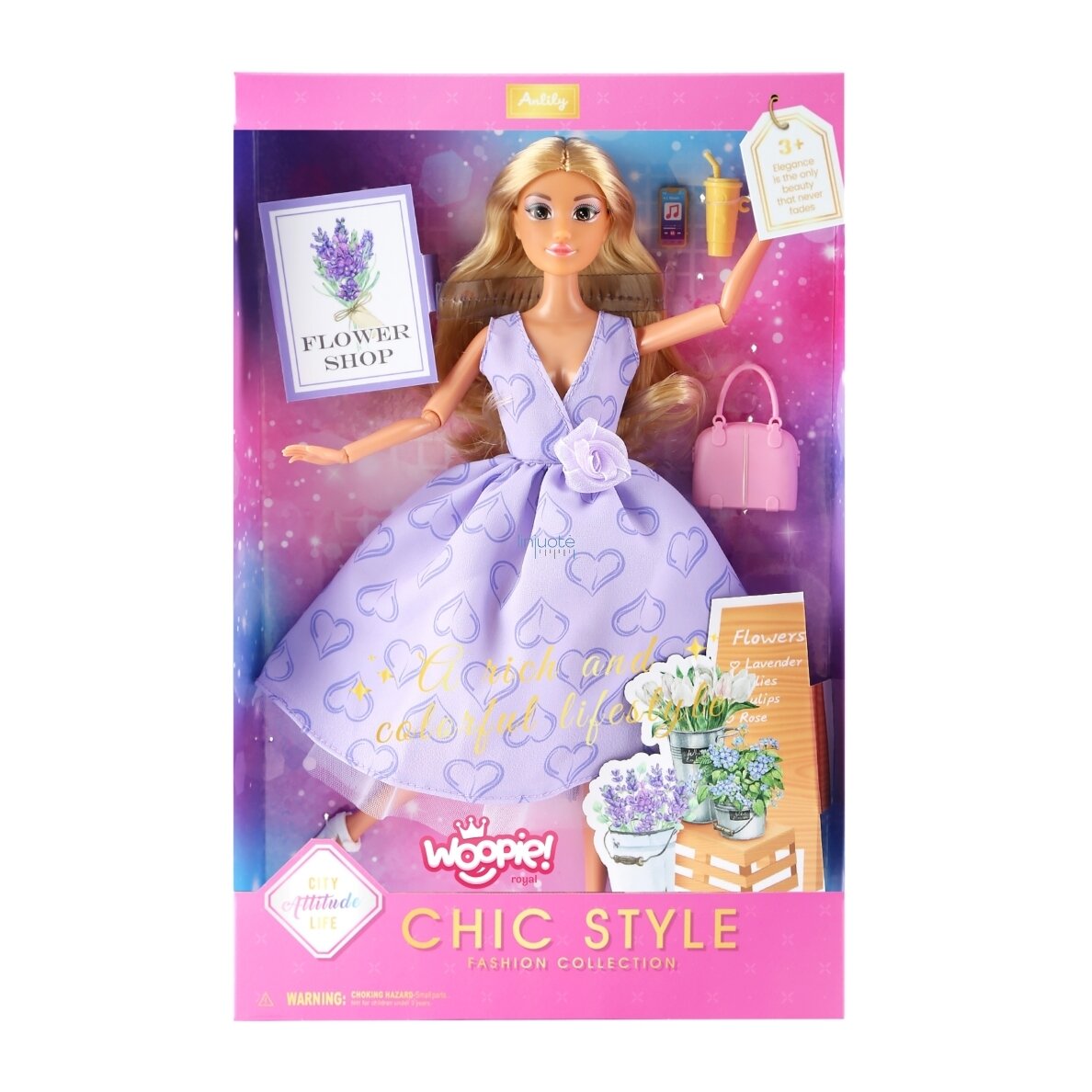 WOOPIE ROYAL Lėlė Lily Ilgi Blond Plaukai 30 cm Levandų Suknelė Priedai, 57833 2 WOOPIE ROYAL Lėlė Lily Ilgi Blond Plaukai 30 cm Levandų Suknelė Priedai, 57833 2