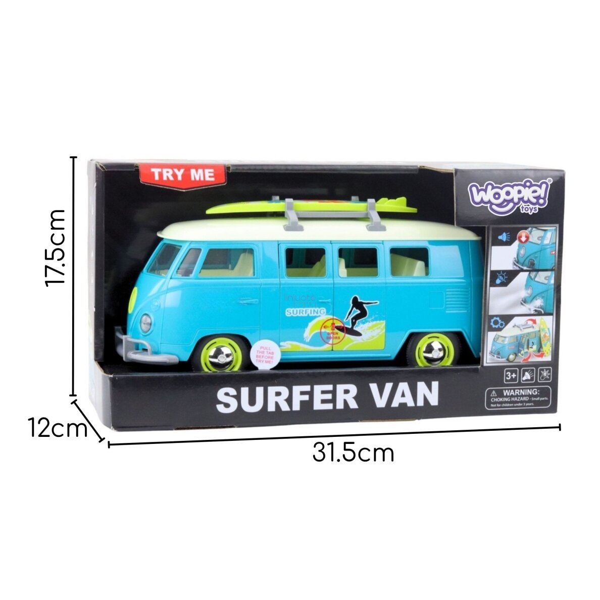 WOOPIE Automobilis Bus Surfing Klasikinis Mėlynas Su Šviesos Ir Garso Efektais Modelis, 57208 4
