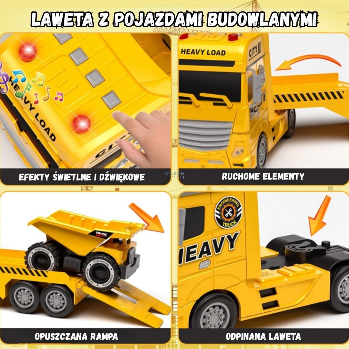 WOOPIE Automobilis su priekaba ir statybinėmis mašinomis, 55358 3 WOOPIE Automobilis su priekaba ir statybinėmis mašinomis, 55358 3