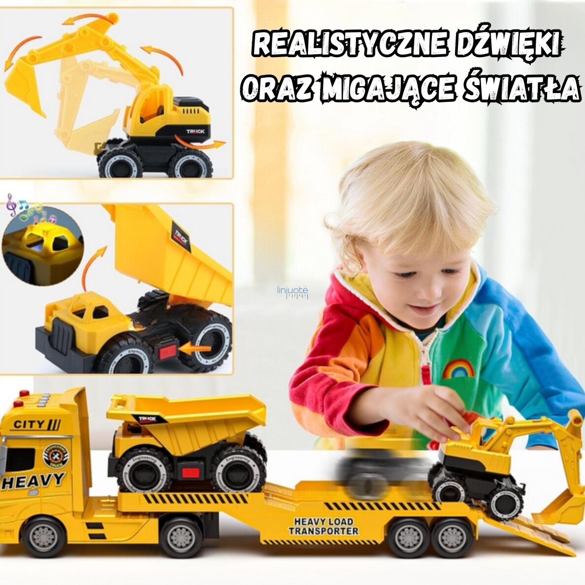 WOOPIE Automobilis su priekaba ir statybinėmis mašinomis, 55358 5