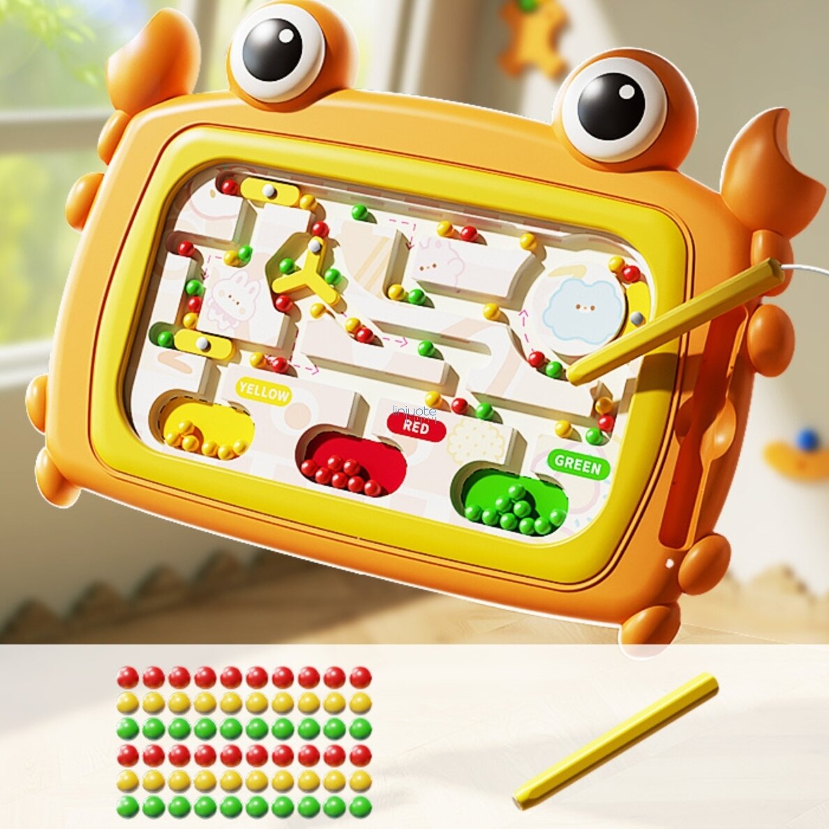 WOOPIE Magnetinė Montessori Lentelė Krabo Labirintas Oranžinė, 55808 2