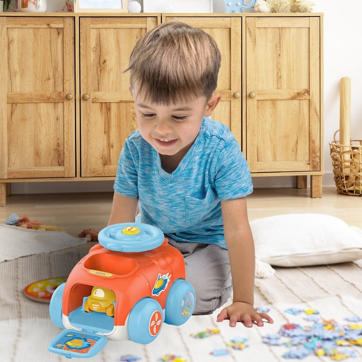 WOOPIE BABY AUTOMOBILIŲ PALEIDIMO ĮRENGINYS, AUTOMOBILIŲ KATAPULTOS RINKINYS, 47221 3