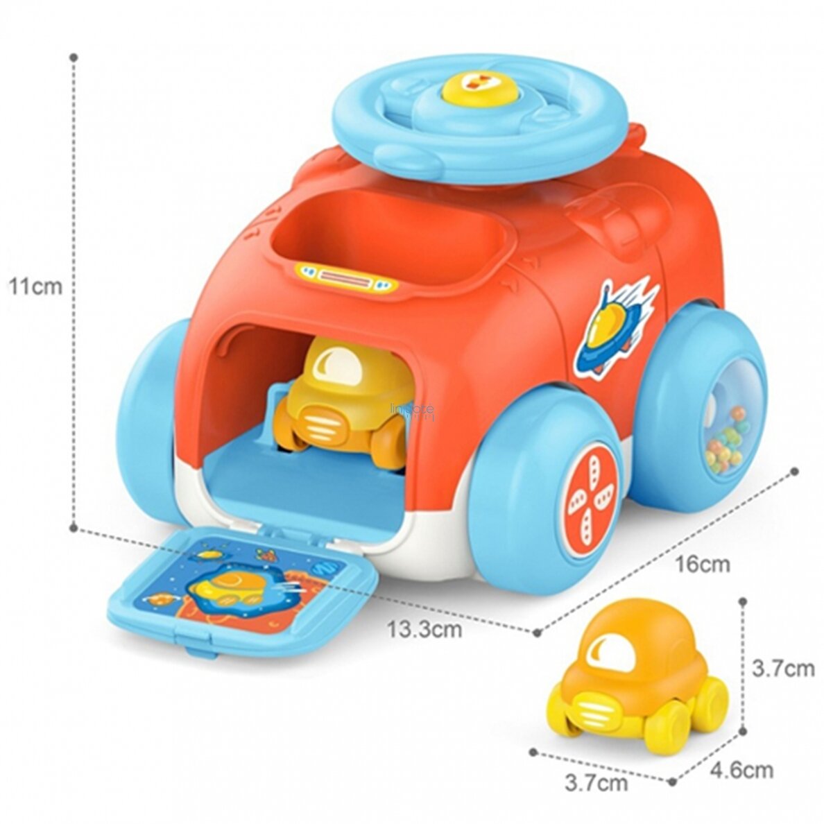 WOOPIE BABY AUTOMOBILIŲ PALEIDIMO ĮRENGINYS, AUTOMOBILIŲ KATAPULTOS RINKINYS, 47221 6