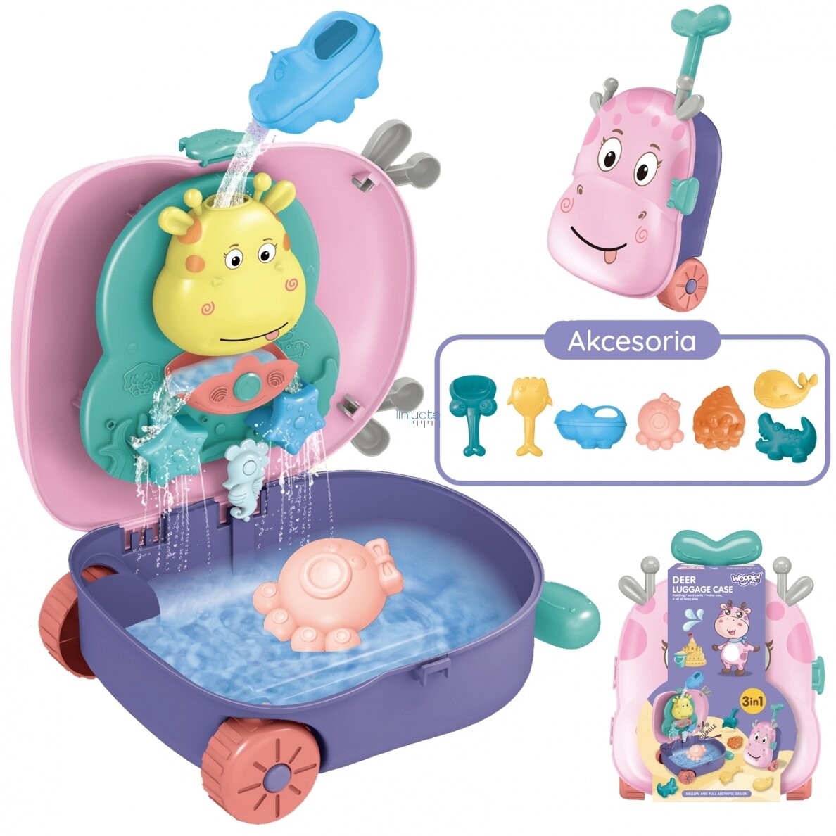 WOOPIE SMĖLIO RINKINYS 3IN1 LAGAMINAS ELNIUKAS + VANDENS ŽAISLAS, 44145 2