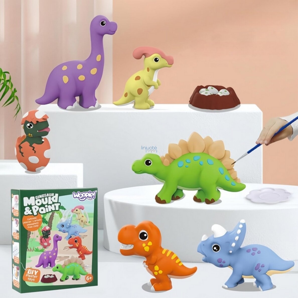WOOPIE KŪRYBINIS RINKINYS SU DAŽAIS „PASIDARYK PATS“ PADARYK GIPSO FIGŪRĖLES IR JAS NUDAŽYK – DINOZAURŲ RINKINYS, 55327 4 WOOPIE KŪRYBINIS RINKINYS SU DAŽAIS „PASIDARYK PATS“ PADARYK GIPSO FIGŪRĖLES IR JAS NUDAŽYK – DINOZAURŲ RINKINYS, 55327 4