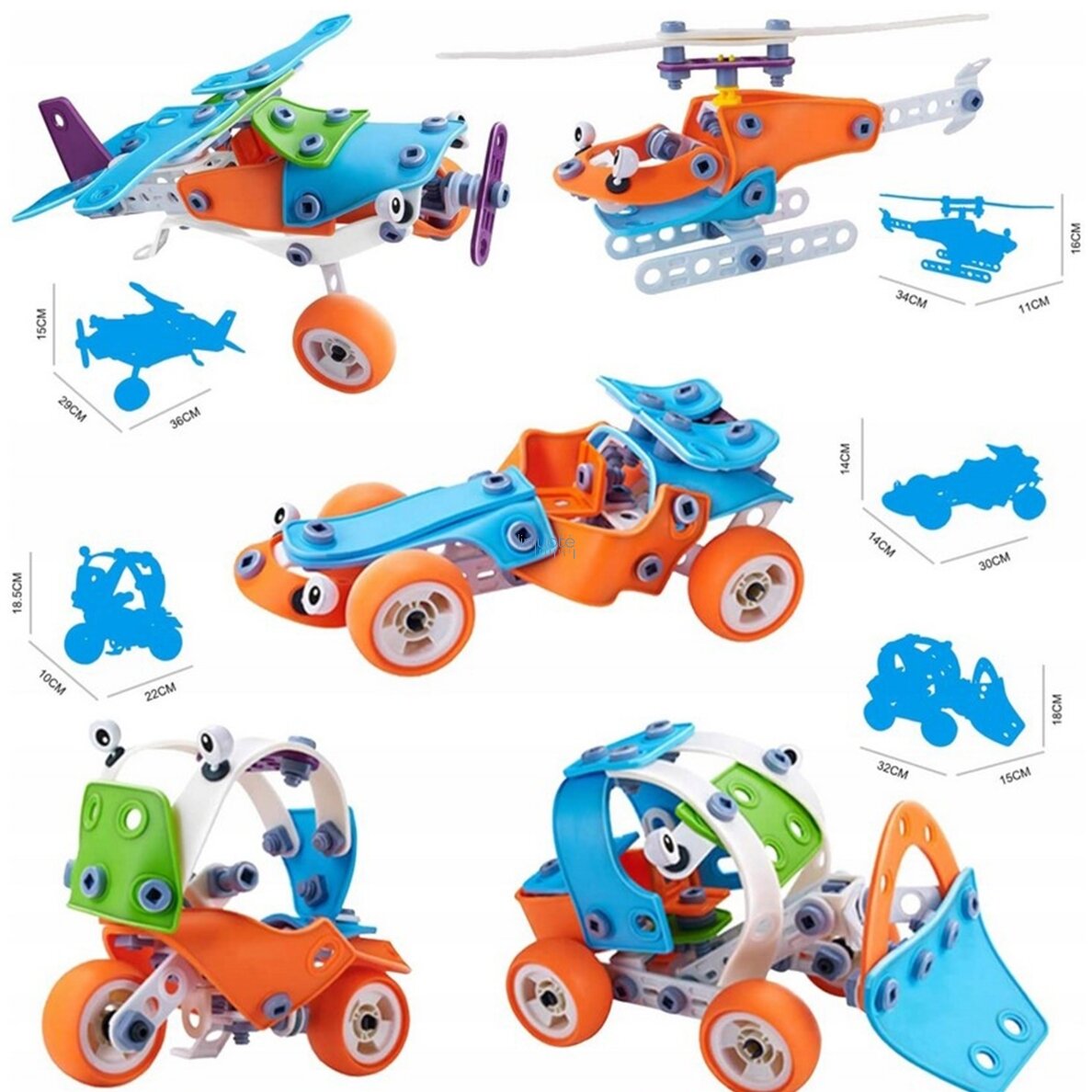 WOOPIE TRANSPORTO PRIEMONIŲ KONSTRUKTORIŲ RINKINYS 5IN1 STEM, 52807 4 WOOPIE TRANSPORTO PRIEMONIŲ KONSTRUKTORIŲ RINKINYS 5IN1 STEM, 52807 4