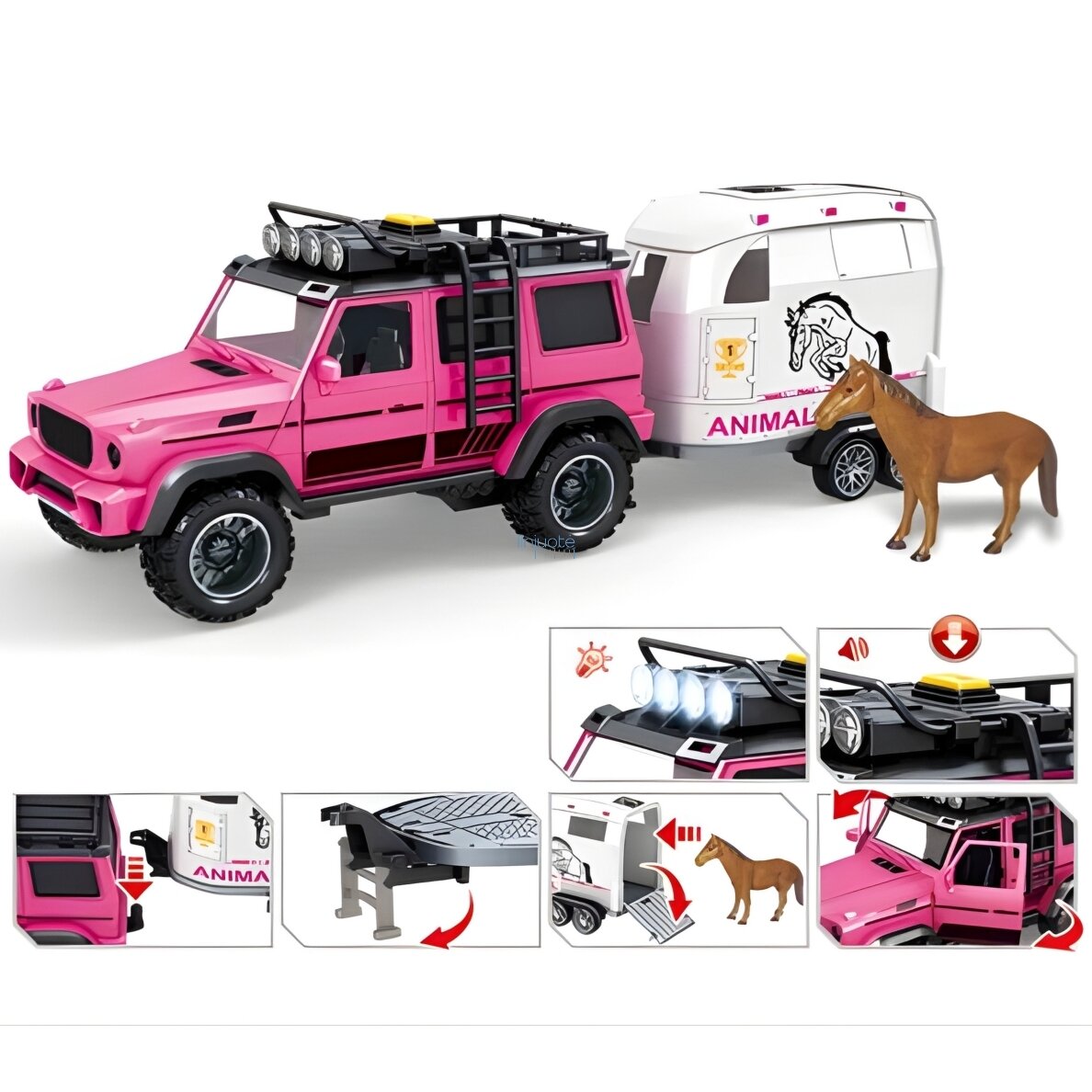 WOOPIE Rinkinys Rožinis Tereninis Automobilis su Priekaba ir Arklio Figūrėle, 57260 2 WOOPIE Rinkinys Rožinis Tereninis Automobilis su Priekaba ir Arklio Figūrėle, 57260 2