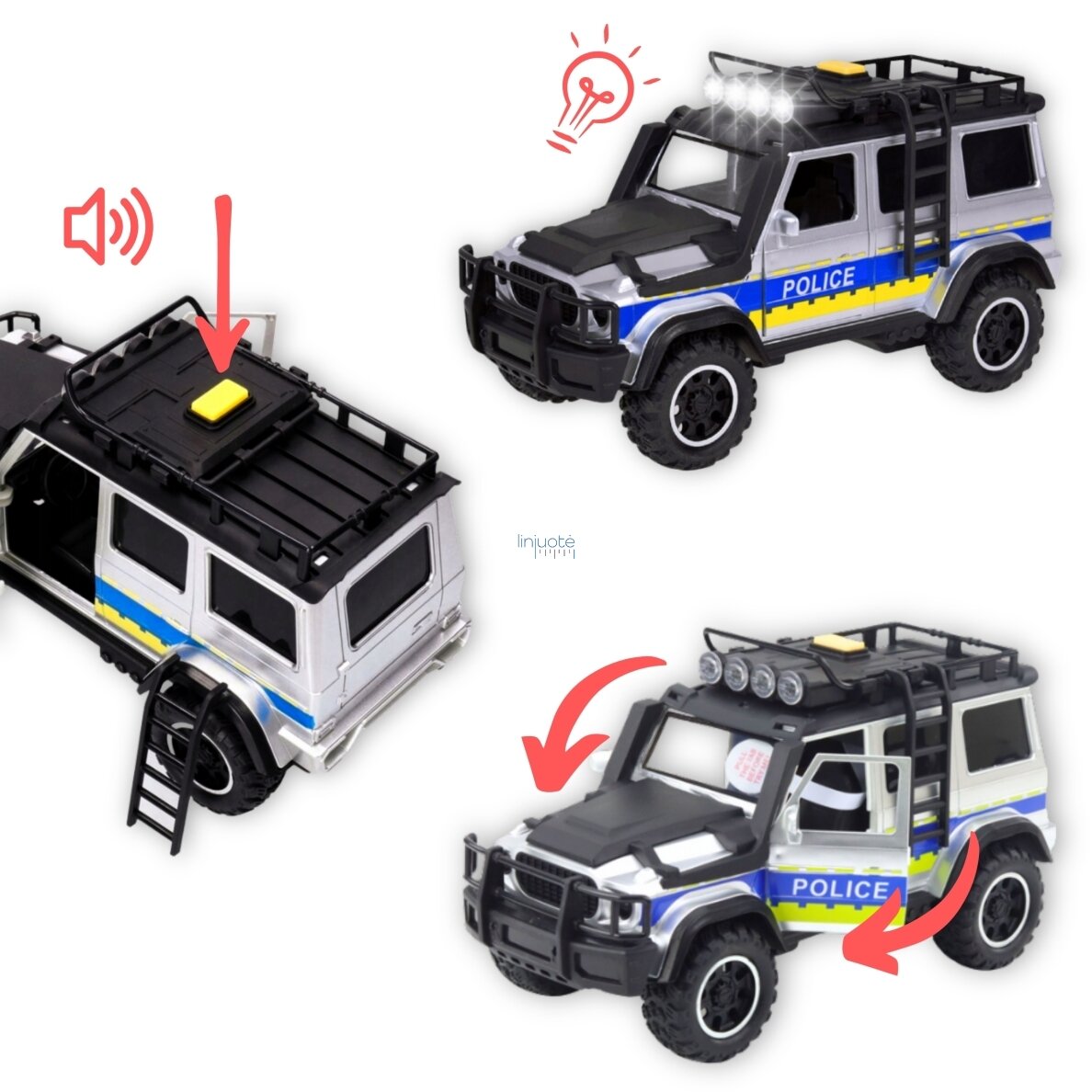 WOOPIE Tereninis policijos automobilis su arklių priekaba, 57246 2 WOOPIE Tereninis policijos automobilis su arklių priekaba, 57246 2