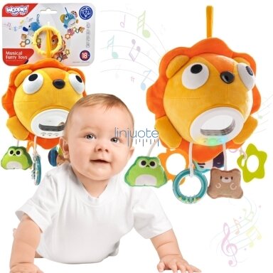 Woopie Baby Pliušinis Liūtas – Interaktyvus Muzikinis Minkštas Žaislas su Pakabukais ir Kramtukais 56317