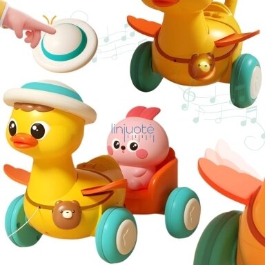 WOOPIE BABY Geltona Antelė su Rožine Triušyte Priekaboje Traukimui, 54689 WOOPIE BABY Geltona Antelė su Rožine Triušyte Priekaboje Traukimui, 54689