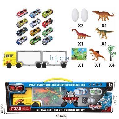 WOOPIE TRANSPORTERIS 2IN1 DINOZAURŲ RINKINYS + MAKETAS, 53750 WOOPIE TRANSPORTERIS 2IN1 DINOZAURŲ RINKINYS + MAKETAS, 53750