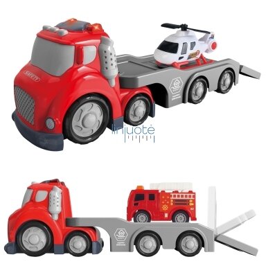 WOOPIE RAUDONA GAISRINĖS PRIEKABA CITY TRUCK GARSO IR ŠVIESOS EFEKTAI, 53156 WOOPIE RAUDONA GAISRINĖS PRIEKABA CITY TRUCK GARSO IR ŠVIESOS EFEKTAI, 53156