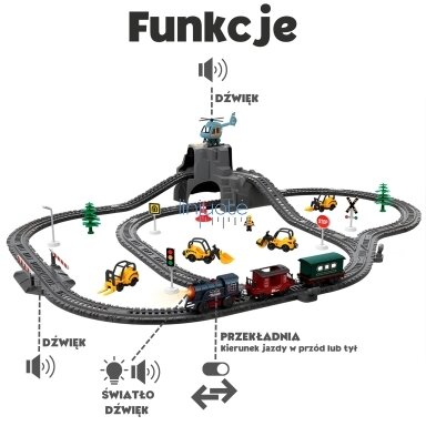 WOOPIE Elektrinis Geležinkelis Retro Traukinukas Lokomotyva + 2 Vagonai – Rinkinys 76 vnt. 57468 WOOPIE Elektrinis Geležinkelis Retro Traukinukas Lokomotyva + 2 Vagonai – Rinkinys 76 vnt. 57468