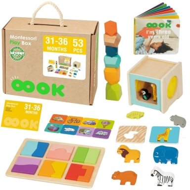 WOOPIE GREEN XXL Montessori Edukacinis Rinkinys 7in1 Sensorinis 31-36 Mėn. FSC 58168