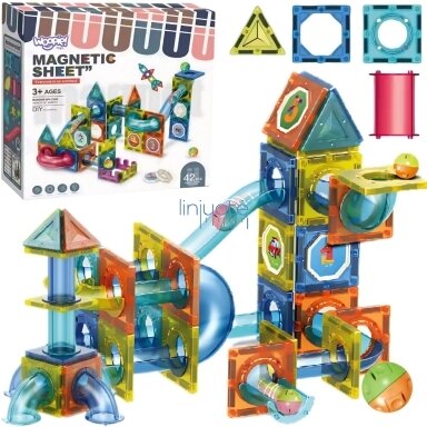 WOOPIE MAGNETINIAI 3D STATYBINIAI BLOKAI, MOKOMASIS RINKINYS „BALL TRACK“, 42EL,. 54917 WOOPIE MAGNETINIAI 3D STATYBINIAI BLOKAI, MOKOMASIS RINKINYS „BALL TRACK“, 42EL,. 54917
