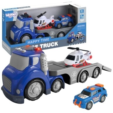 WOOPIE MĖLYNA POLICIJOS VILKTUKĖ CITY TRUCK ŠVIESOS IR GARSO EFEKTAI, 53149 WOOPIE MĖLYNA POLICIJOS VILKTUKĖ CITY TRUCK ŠVIESOS IR GARSO EFEKTAI, 53149