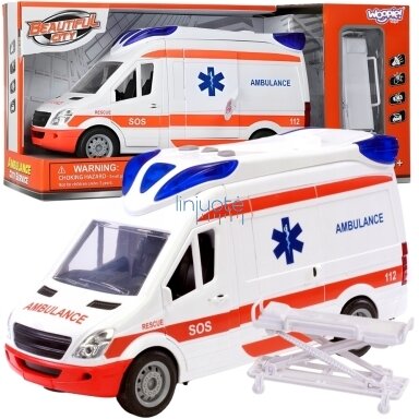 WOOPIE Greitoji pagalba Ambulans Nosinės komplekte + Garso ir šviesos signalai, 57185 WOOPIE Greitoji pagalba Ambulans Nosinės komplekte + Garso ir šviesos signalai, 57185