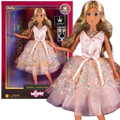 WOOPIE ROYAL Lėlė Lily 30 cm Ilgi Blondiniai Plaukai Rožinė Suknelė Papuošalai, 57796
