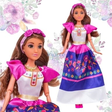 WOOPIE ROYAL Lėlės Pasaulio Moterys Lily Meksikietė Tradicinė Gėlių Rašto Apranga, 57987