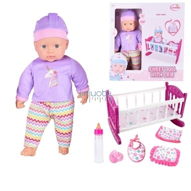 WOOPIE ROYAL XL Auklės rinkinys Vienaragis lėlė su Lopšiu ir Maitinimo rinkiniu, 56843 WOOPIE ROYAL XL Auklės rinkinys Vienaragis lėlė su Lopšiu ir Maitinimo rinkiniu, 56843